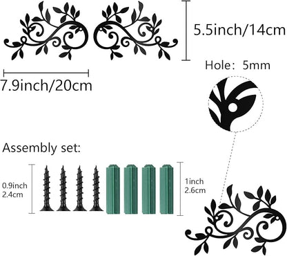 CREATCABIN Metal Tree Leaf Wall Decor Vine Olive Branch Leaf Wall Art Double Leaves Silhouette Sculpture Ornament Iron Hanging for Above The Bed Home Living Room Garden Decoration Black 8 x 5.5Inch