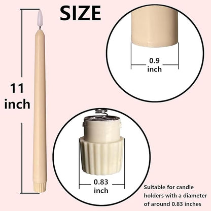 NONNO & ZGF 10 Pack Flameless Taper Candles, Ivory Wax Coverd, 11-Inch, LED Battery Flickering Bright Candle with 2 Remote Controls, Timer, for Wedding, Family Dinner, Party, Festive or Home Decor