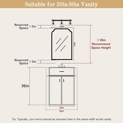WallBeyond Wood Frame Wall Mirror Rounded Corner Arch Rectangle Mirror for Entryway, Living Room or Bedroom Home Decor - Light Woodgrain [20" x 30" Natural ]