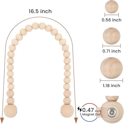 KLOGTSIND Magnetic Curtain Tiebacks, Curtain Tie Backs for Curtains 6 Pack, Wood Bead Curtain Tiebacks, Curtain Holders for Boho Bedroom Decor, Baby Nursery Decor, Farmhouse Décor