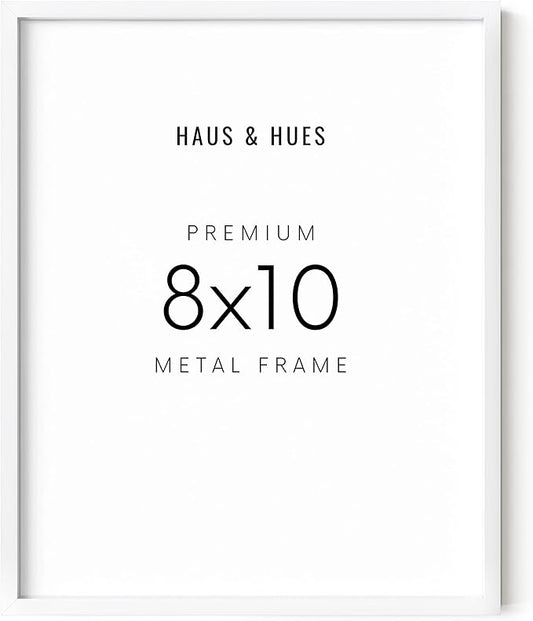 HAUS AND HUES 8x10 White Aluminum Frame - Modern Wall Art Display - Lightweight, Minimalist, Ready-to-Hang Vertically & Horizontally
