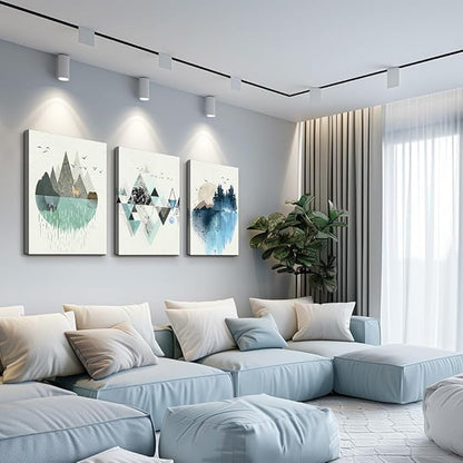 Canvas Wall Art Paintings For Living Room Large Size Abstract Geometry Mountain In Daytime Canvas Prints Artworks Pictures Bedroom Decoration,20 X 28 inches 3pcs Home Bathroom Wall Decor Posters
