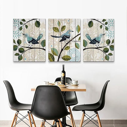 Lapremoly Canvas Wall Art For Living Room Abstract Wall Decor For Bedroom Kitchen Decorations Bird On The Branch Wall Pictures Posters Prints Artwork Ready To Hang Bathroom Home Decoration 3 Pieces