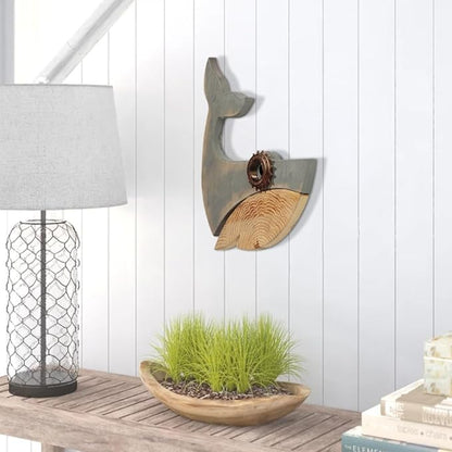 Driftwood Fish Nautical Wall Decor - Handmade Wooden Rustic Coastal Wall Art for Living Room, Bedroom, Office, Bathroom - Ocean Beach Decoration (Knox)