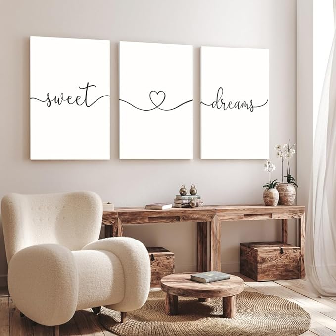 GUBIYU Sweet Dreams Wall Art Above Bed Decor for Master & Guest Room, Large & Small Rooms, Clean Girls Room Decor, Farmhouse Wall Art, 24"x36