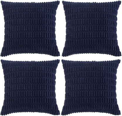Fancy Homi 4 Packs Decorative Throw Pillow Covers for Living Room Couch Bed, Modern Farmhouse Boho Home Décor Accent Cushion Case, 22" x 22", Navy Blue
