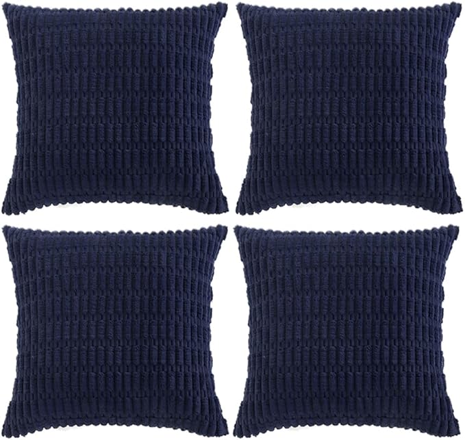 Fancy Homi 4 Packs Decorative Throw Pillow Covers for Living Room Couch Bed, Modern Farmhouse Boho Home Décor Accent Cushion Case, 26" x 26", Navy Blue