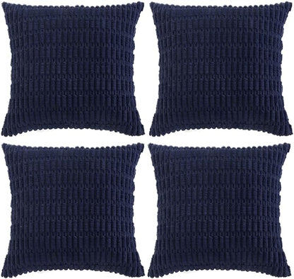 Fancy Homi 4 Packs Decorative Throw Pillow Covers for Living Room Couch Bed, Modern Farmhouse Boho Home Décor Accent Cushion Case, 18" x 18", Navy Blue