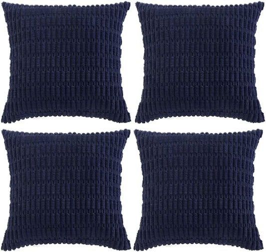 Fancy Homi 4 Packs Decorative Throw Pillow Covers for Living Room Couch Bed, Modern Farmhouse Boho Home Décor Accent Cushion Case, 18" x 18", Navy Blue