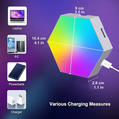 Hexagon Light Panels Expansion 4 LED Panels, Hexagon LED Wall Lights Dreamcolor Effects, Smart Gaming Lights Music Sync for Gaming Room Setup (No Controller/Remote)