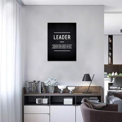 Leader Noun Inspirational Wall Art Inspiring Painting Prints on Canvas Motivational Leadership Entrepreneur Quotes Posters Inspiration Entrepreneurship Decoration Artwork for Office Home (18”Wx24”H)