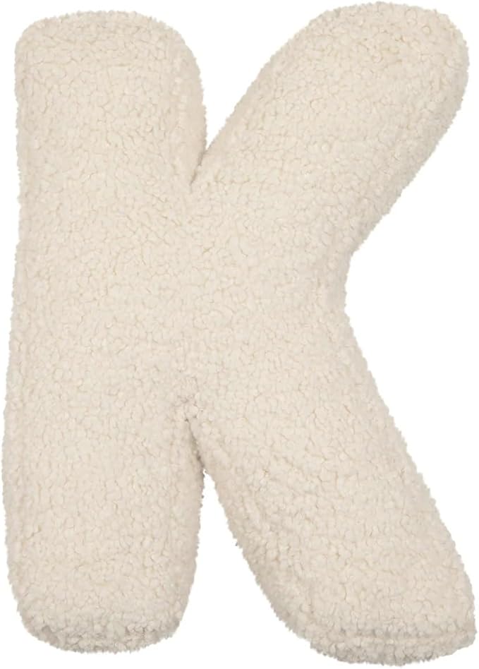 Letter Pillow English Letter Plush Pillow Cozy Lambswool Initial Throw Pillow Alphabets Letter Decorative Cushion Comforting Huggable Stuffed Cushion for Bedroom Sofa（15.7 * 13.8 * 3.9 in）