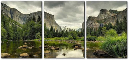 Pacimo Yosemite National Park Canvas Wall Art Decor 3 Pieces Landscape Wall Art Clear Water Lake Mountain Pictures Painting Prints on Canvas Modern Decoration Framed Ready to Hang - 20"x28"x3 Panel