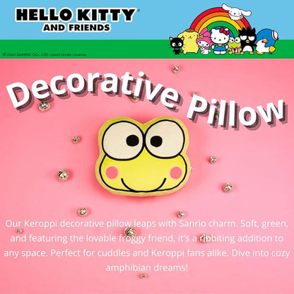 Hello Kitty & Friends Keroppi Bedding Super Soft Plush Decorative Pillow, One Size, (100% Officially Licensed Product) By Franco