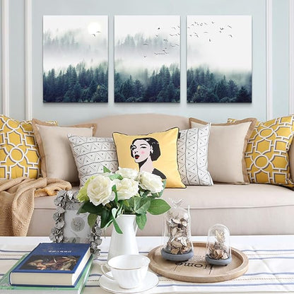 Lapremoly Canvas Wall Art For Living Room Large Wall Decor For Office Bedroom Wall Decorations Foggy Forest Landscape Paintings Stretched And Framed Ready To Hang Pictures Modern Home Decor 3 Piece