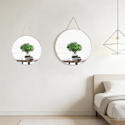 Funerom Round Wall Mirror 15.4 Inches Circle Mirror Bathroom Mirrors for Over Sink Sliver
