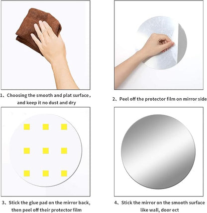 12'' Round Wall Mirror Tiles High Clear Reflecticon Self Adhesive Acrylic Mirror Sheets Circle Stickers for Bathroom, Bedroom, Door, Home Decor