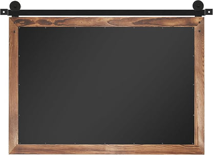 COGOOD Farmhouse Barn Door Mirror - 25 X 18 Rustic Wood Framed Decrative Mirror for Bathroom, Living Room, Entryway Wall Decor (Brown)