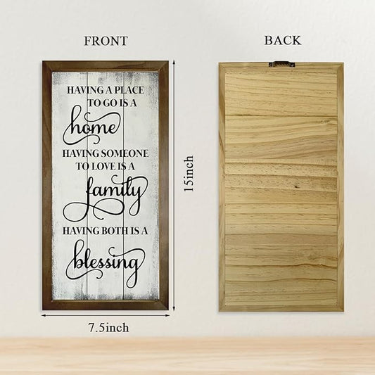 Warm Home Decors, Wood Rustic Hanging Signs, Living Room Decor, Family Room Signs, Wooden Framed Wall Decor, Housewarming Gift, Having A Place to Go is A Home Sign 15×7.5×0.3 inches