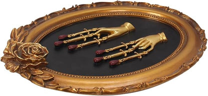 S-MANTIS Vintage Wall Sculpture,Antique Pediment,Hallway Wall Art,Hand Painted Flower Wall Decoration Accent Artworks for Indoor Kitchen Bedroom Living Room Office Outdoor Garden Patio Gothic (Gold Hand)