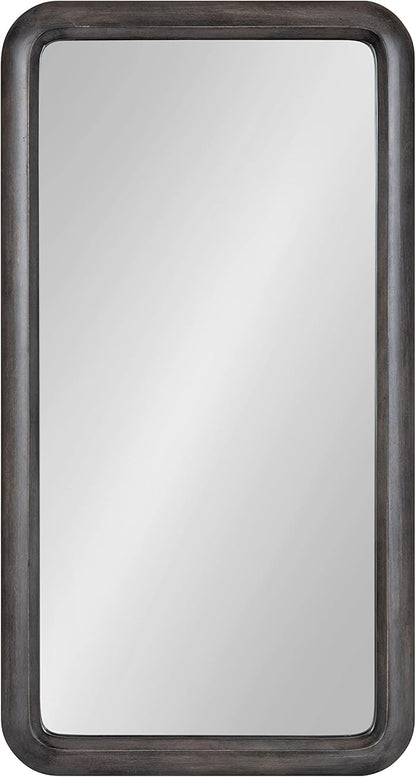 Kate and Laurel Pao Modern Rounded Rectangular Wall Mirror; 17 x 32; Gray; Decorative Industrial Tall Wood Mirror with Radius Corners for Vertical or Horizontal Display