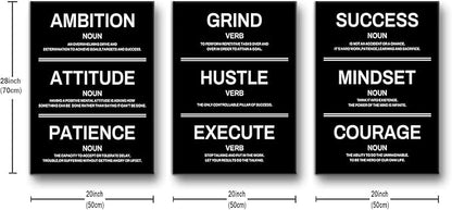 3 Pieces Success Mindset Attitude Noun Entrepreneur Quotes Motivational Wall Art Inspirational Canvas Posters Positive Pictures Artwork for Home Living Room Office Classroom Wall Decor [60''W x 28''H]