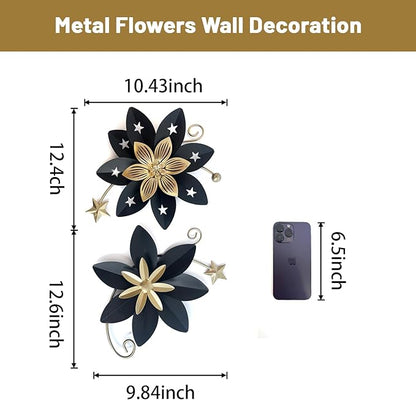 LIFFY Metal Leaf Wall Art (Black & Gold 2)