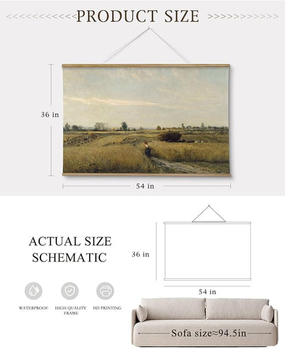 InSimSea 36x54 Large Canvas Scroll Wall Art, Autumn Harvest Nature Landscape Oil Painting, Rustic Countryside Wall Decor for Living Room, Bedroom, Dining Room, Family Room