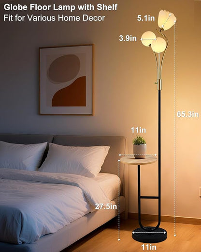 Lightdot 65IN Floor Lamp with Tray Dimmable LED Floor Lamps with 3000K Bulbs Included, Unique Metal Pole Mid Century Modern Tall Standing Lamp for Living Room/Bedroom/Sofa Beside/Corner Decor