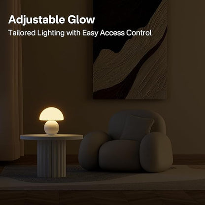 Dawnwake Mushroom Lamp Table Lamp for Bedroom,Desk Bedside Small Lamps for Living Room Night Stands,Mushroom Decor Cute Mini Modern Mid Century Lamps,Unique Aesthetic Home Living Room Decor(White)