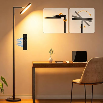Super Bright LED Floor Lamp, Torchiere Floor Lamp with Remote & Touch Control, 4 Color Temps and 32W 3000LM, 69" Tall Standing Lamp with 350°Rotating Head, Dimmable Floor Lamps for Living Room Bedroom