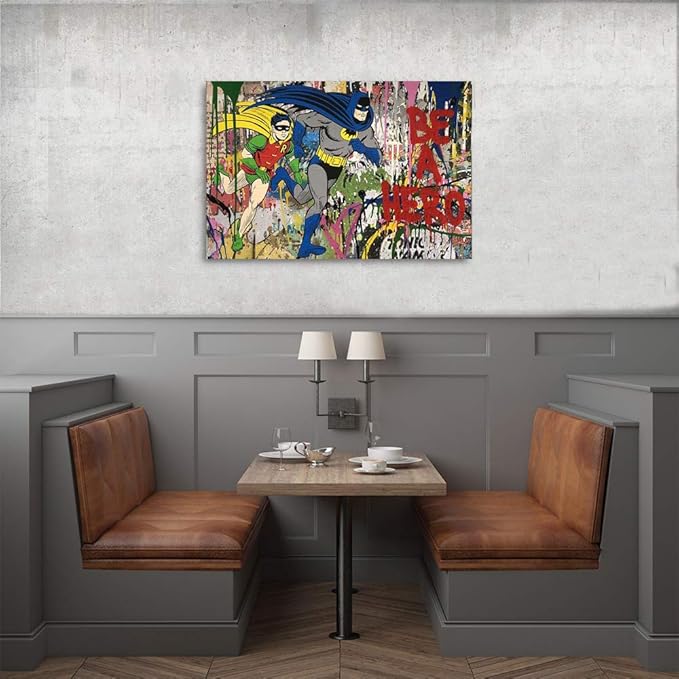 Yatsen Bridge Banksy Superhero Wall Art Paintings, Inspirational Canvas Paintings, Graffiti Pop Art Posters And Prints for Home Decor Ready to Hang - 36x24 inch