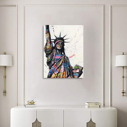 Yatsen Bridge Statue of Liberty Graffiti Version Wall Art, Fashion Pop Poster and Print, Colorful Art Canvas Paintings On the Wall Art Picture Home Decor - 18x24 inch