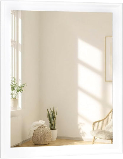 White Mirror for Bathroom,Rectangle Rustic 30 x 36 inch Vanity Mirror for Wall,Wall-Mounted Hanging Mirror for Entryway,Bedroom or Living Room