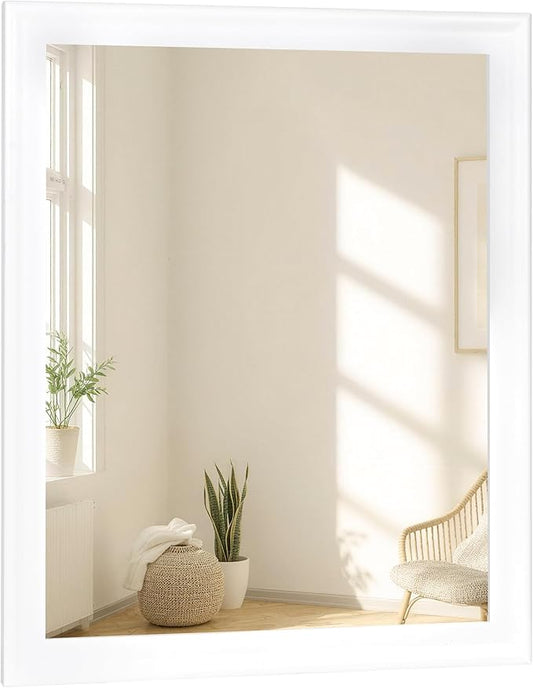 White Mirror for Bathroom,Rectangle Rustic 30 x 36 inch Vanity Mirror for Wall,Wall-Mounted Hanging Mirror for Entryway,Bedroom or Living Room