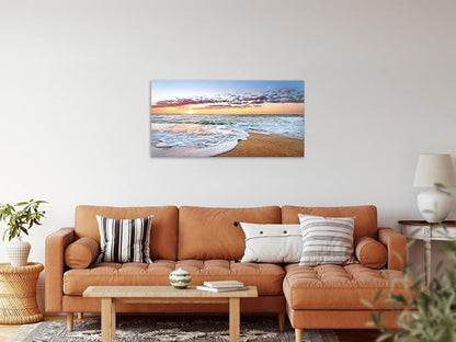 TutuBeer 1 Panels Beach Home Beach Decor for Home Beach Decorations White Beach Sunrise with Deep Blue Sky Beach Pictures of the Beach Kitchen Decor Beach Decorations for Home Decor 8" x 16" x 1