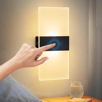 Wall Sconce Battery Operated Set of 2, 4000mAh Rechargeable Wall Lights with Touch Control, Wireless Wall Lamps for Bedroom, Night Lights for Hallway Stairway Porch Closet