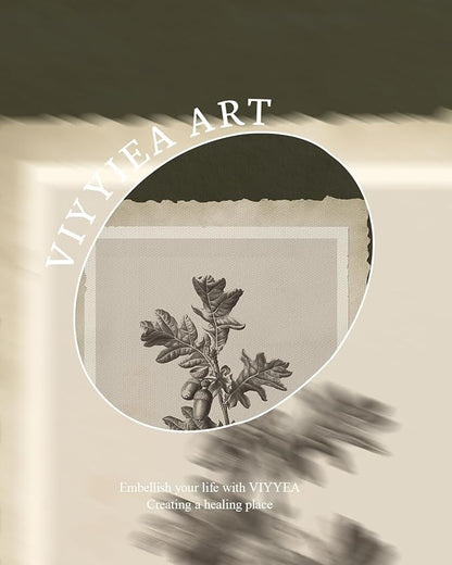 VIYYIEA Vintage Gold Framed Wall Art, Oak Leaf Wall Decor For Kitchen Bathroom Bedroom, Aesthetic Botanical Acorn Canvas Prints Paintings, Antique Botanical Drawing Neutral Art, 12x16inch