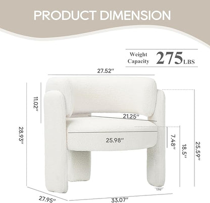 COLAMY Modern Accent Chair, Velvet Accent Chairs, Upholstered Barrel Chairs with Solid Wood Legs, Comfy Side Chair for Living Room, Bedroom, Reading, Cozy Reading Chair,Cream