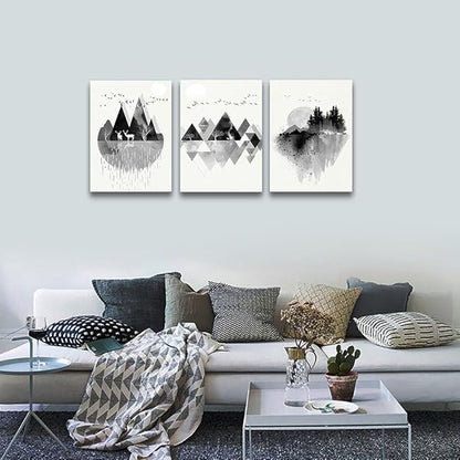 Lapremoly Black And White Geometry Wall Paintings Large Wall Art For Living Room Abstract Wall Decor For Bedroom Office Decoration Wall Pictures Modern Framed Canvas Wall Posters 20x28 Inch 3 Piece