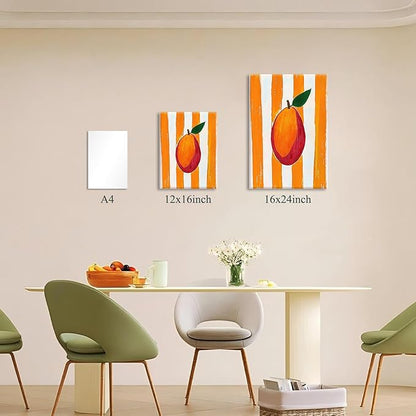 LHHJDIO 3 Piece Trendy Fruit Canvas Wall Art Vintage Kitchen Wall Art Colorful Mango Pineapple Watermelon Pictures Wall Decor Fruit Abstract Art Print for Kitchen Dining Room Living Room 16"x24"