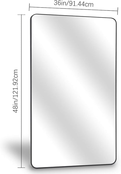DESBING 36" x 48"Bathroom Mirror, Matte Black Wall Mirror with Metal Frame, Decorative Rectangular Vanity Mirror for Bedroom Bathroom Living Room Entryway (Horizontal/Vertical)