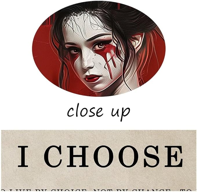 Motivational Japanese Geisha Canvas Wall Art Prints Red Moon Wall Decor Samurai Painting Inspirational Quotes I Choose Poster Framed for Hotel Living Room Bedroom Framed (28''W x 44''H)
