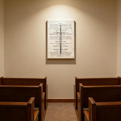 Christian Spiritual Armor Canvas Wall Art Ephesians 6:11 Bible Verse Painting Picture armor of god Wall Decor Religious biblical Poster Print Artwork for Church Office Bedroom 16x24in Wrapped Canvas