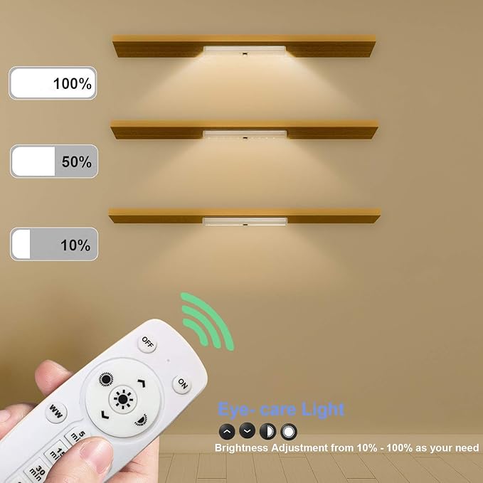 LDOPTO Under Cabinet Lights Wireless Battery Operated Lights with Remote Control LED Closet Lights Counter Wall Lights Without Wiring with Remote for Kitchen Shelf Hallway, Multiple Colors 2 Pack