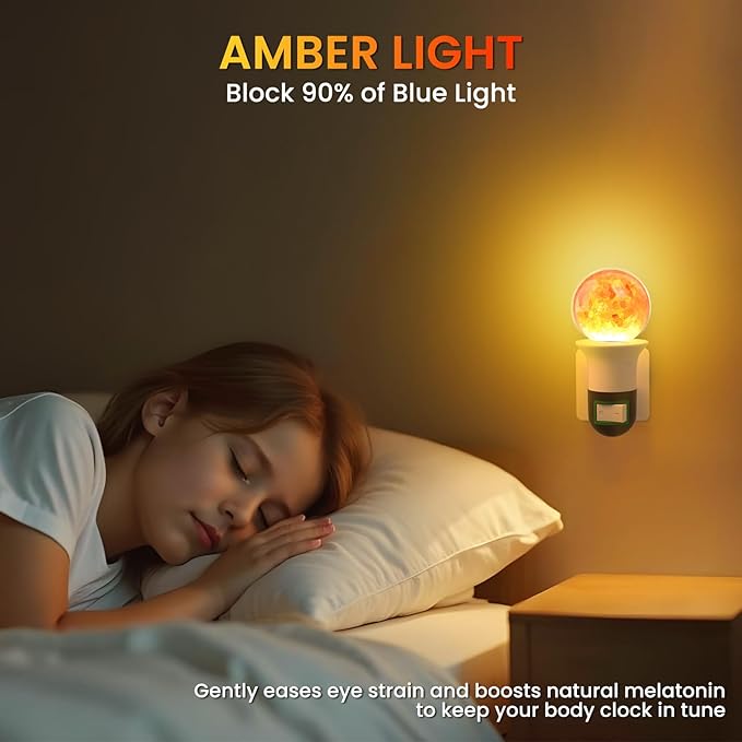 Lustaled 3W LED Salt Lamp Light Bulbs E26 LED Bulb 2200K Warm Amber Light Bulbs, G45 Himalayan Salt Light Bulb, Non-dimmable Night Light Bulbs for Mood Decorative Lighting,Living Room,Bedroom -2pack