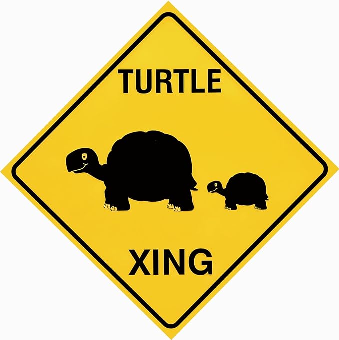 Street Sign Wall Art Plaque Turtle Xing Crossing Metal Signs Yard Decoration Signs Caution Slow Animal Outdoor & Indoor Aluminum Metal Tin Sign 12 X 12 Inch