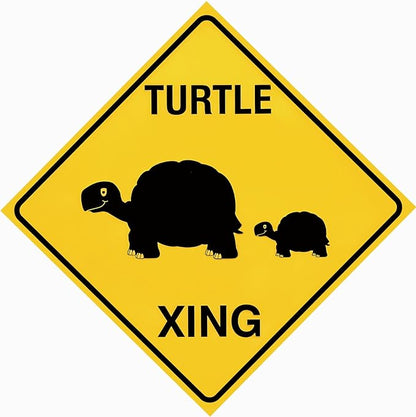 Street Sign Wall Art Plaque Turtle Xing Crossing Metal Signs Yard Decoration Signs Caution Slow Animal Outdoor & Indoor Aluminum Metal Tin Sign 12 X 12 Inch