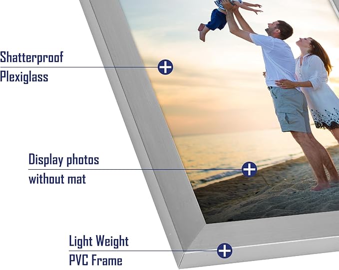 Hoikwo 18 Packs 4x6 Silver Multi Plastic Picture Frames Set with Plastic Cover for Family Photos, Artwork, Light Weight Bulk 4 by 6 Frames Pack for Wall Hanging and Table, Stylish Picture Frames