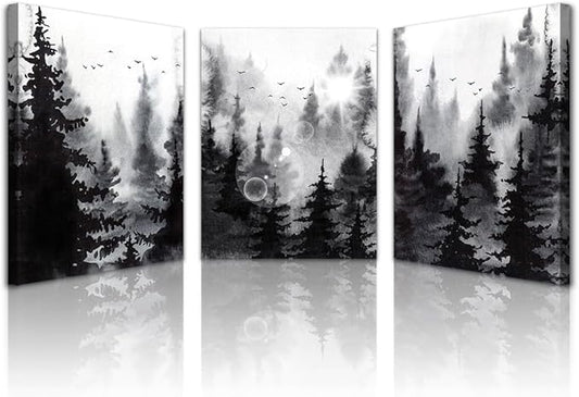 Lapremoly Large Wall Decorations For Living Room Canvas Wall Art For Office Bedroom Home Wall Decor Black And White Wall Paintings Forest Scenery Pictures Modern Abstract Art Prints Ready To Hang